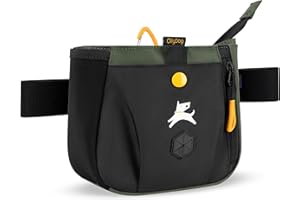 OllyDog Backcountry Day Bag | Hands-Free Dog Training Treat Pouch | Fanny/Hip Pack with Zipper Closure & Built-in Poop Bag Dispenser | Removable Waist Clip (Winter Moss)