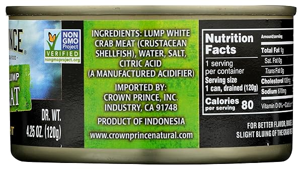 CROWN PRINCE, FANCY WHITE LUMP CRAB MEAT, 6 OZ
