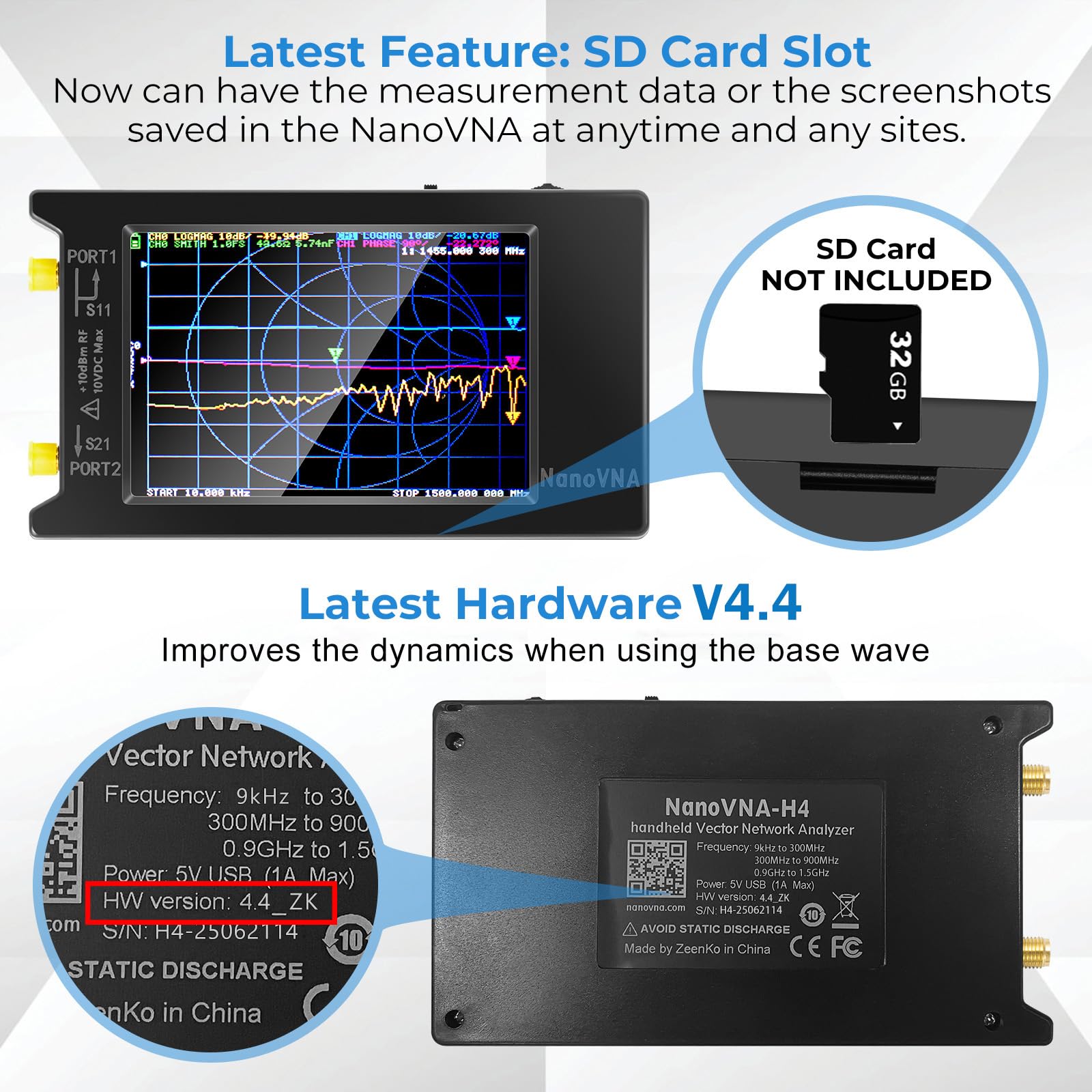 Vna Screen Mua AURSINC Upgrated NanoVNA-H4 Vector Network Analyzer, Lastest V4.4 ...
