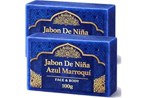 Jabon De Niña Azul Marroquí – Moroccan Blue Nila Soap for Face & Body, 100g Handmade Bar, Gentle Cleansing with Natural Nila 