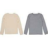 Fruit of The Loom Girls Premium 2-Pack Thermal Waffle Crew Top