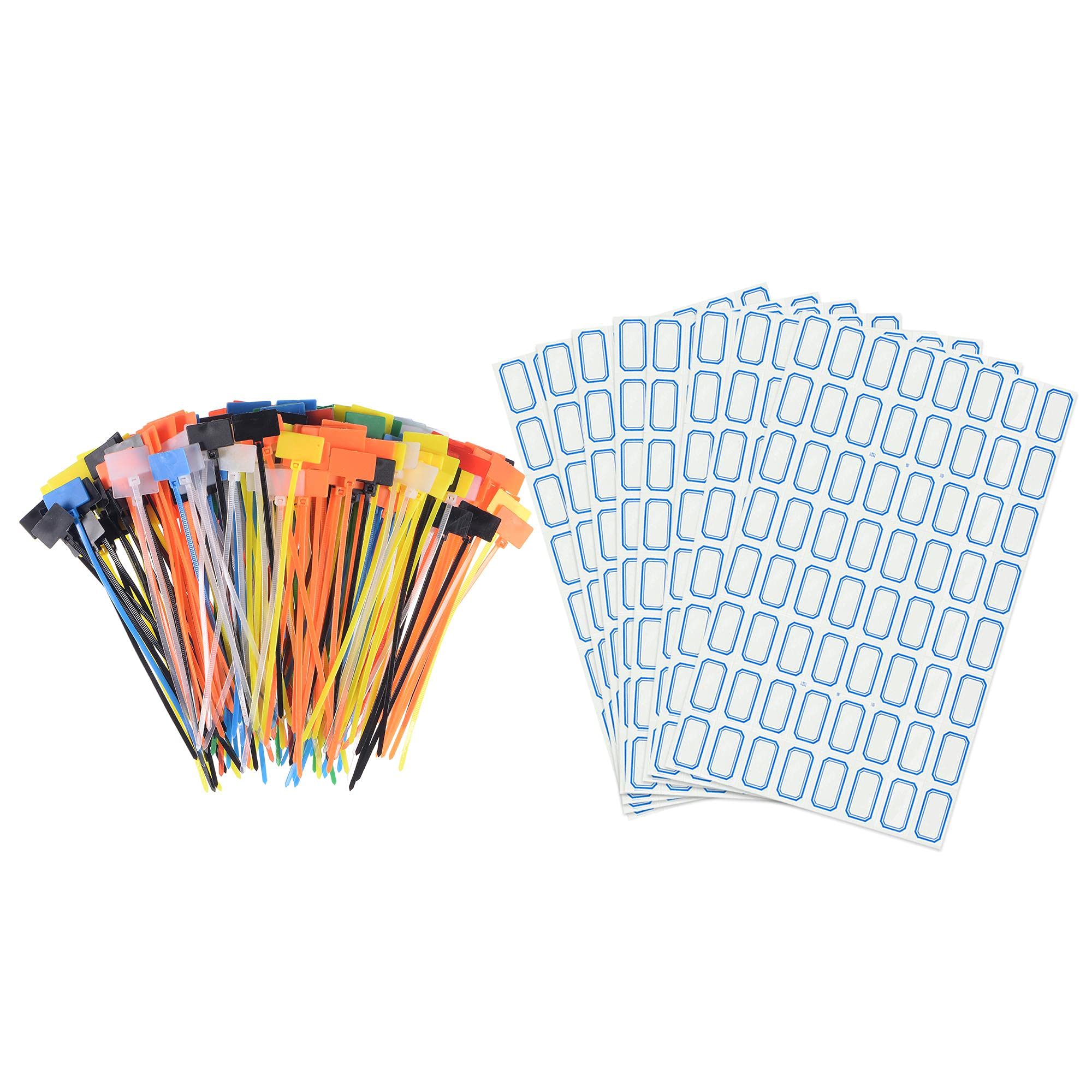 sourcing map 250pcs Nylon Cable Ties Tags Label Marker Self-Locking for Marking Organizing 7 Colors