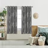 Deconovo Blackout Curtains 46x72 Inch Gold Wave Foil Printed 2 Panels Grey view 2