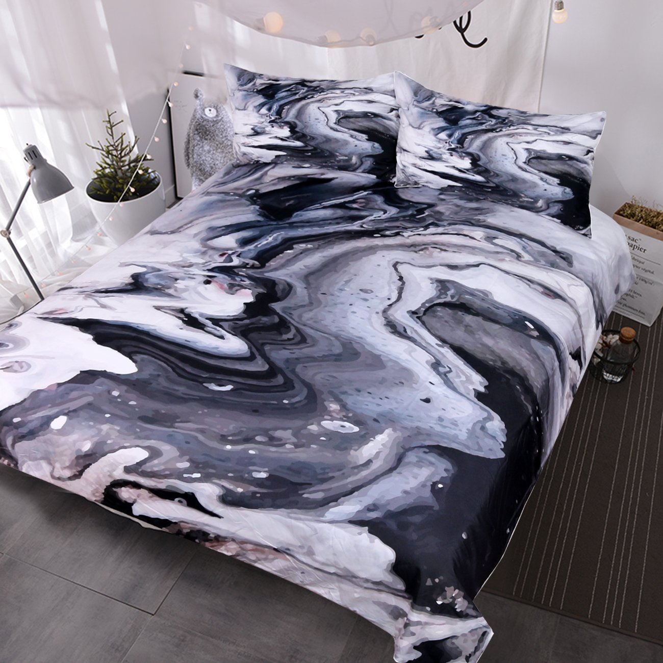 BlessLiving Modern Marble Pattern Duvet Cover Art Abstract