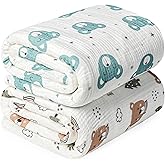 Rayon from Bamboo Swaddle Blankets for Newborn,2 Pack Breathable Soft Receiving Blanket,Large 41 x 41 inches Swaddle Wrap Burping Clothes,Essentials Infant Shower Items(Christmas Bear & Green Bear)