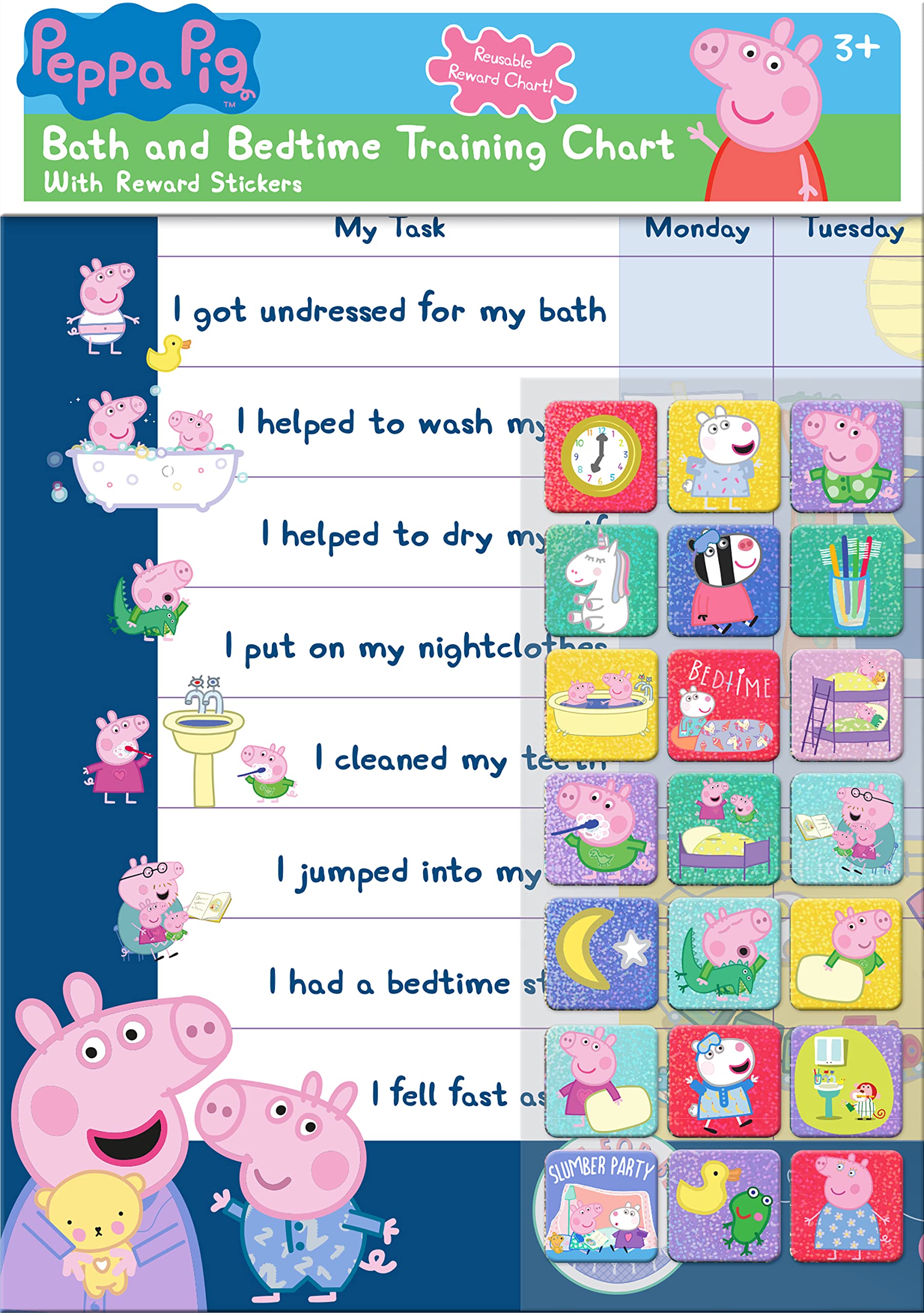 Paper Projects 01.70.30.023 Peppa Pig Bath and Bedtime Reward Chart and 56 Sparkly Stickers