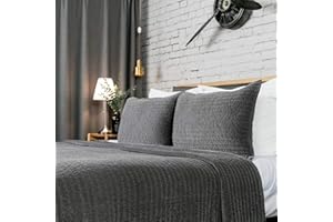ELEGANT LIFE HOME Velvet Quilt Oversized King Reversible Royal Cotton Velvet Pic-Stitch Bedding Quilt - King Size - 108'' x 92'', Grey