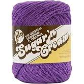 Lily Sugar 'N Cream The Original Solid Yarn, 2.5oz, Medium 4 Gauge, 100% Cotton - Purple - Machine Wash &amp; Dry