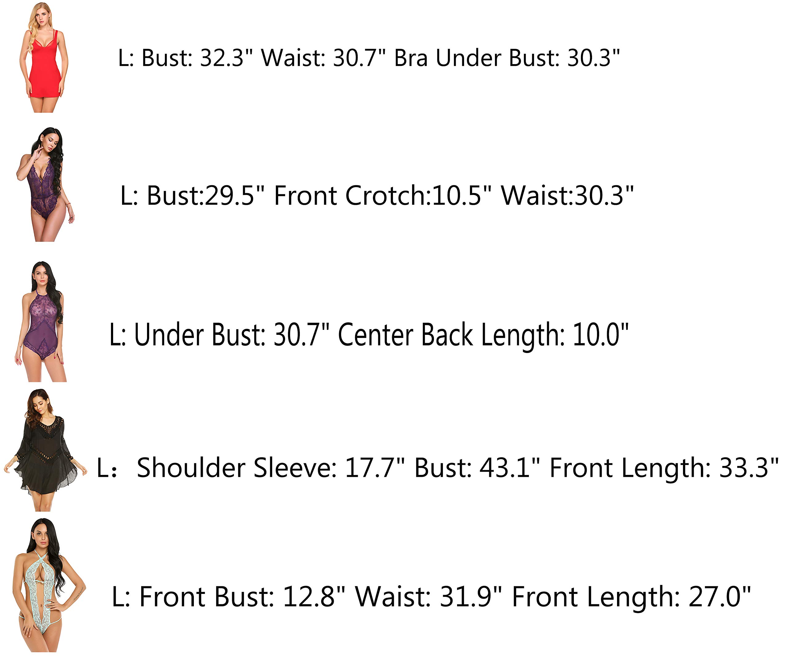 wearella 5 Pack Women One Piece Teddy Mini Bodysuit Halter Lingerie Lace Babydoll Hollow Out Beach Dress