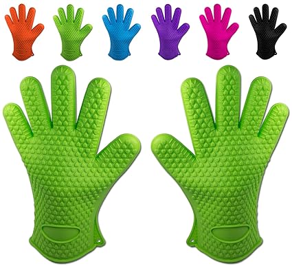 Belmalia Handschuhe, 2X Silikon Backhandschuhe, Grün 27.517.52.2cm