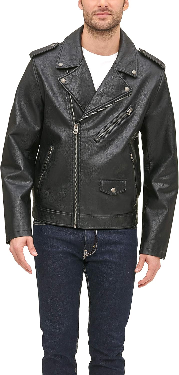 levi's leather moto jacket men's