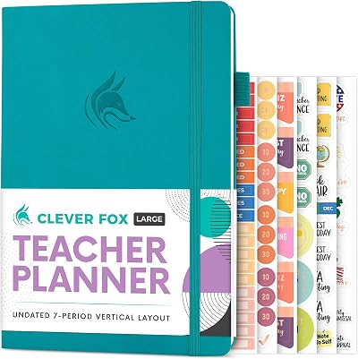 Clever Fox Teacher Planner Undated 18x26cm Hardcover Turquoise