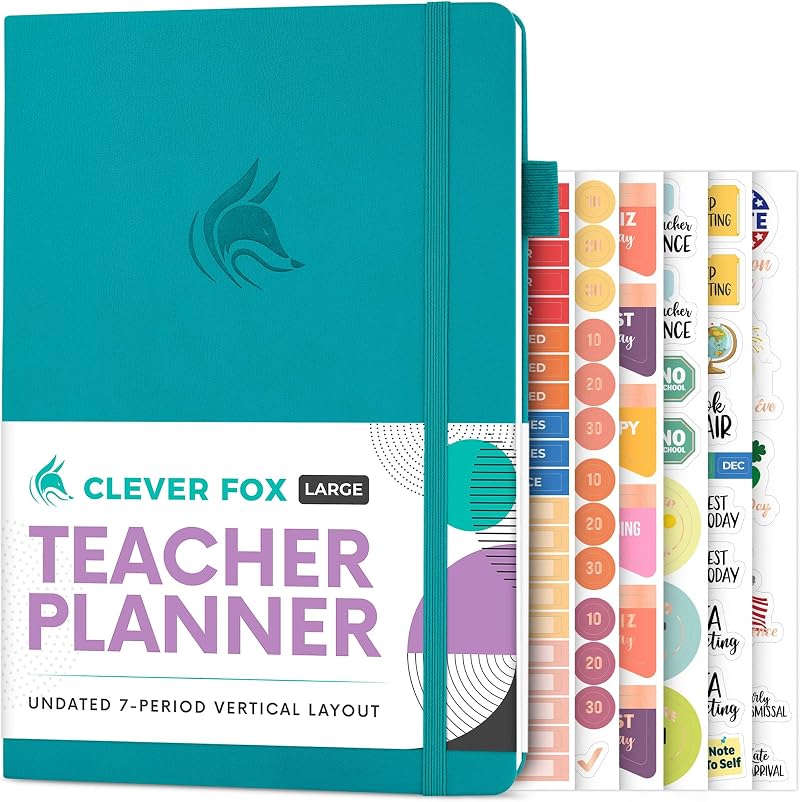 Clever Fox Teacher Planner Undated 18x26cm Hardcover Turquoise