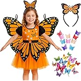 ZZIHAN Butterfly Costume for Girls Ages 3–11 – Monarch Fairy Dress Up Outfit with Accessories for Halloween & Birthdays