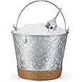 Twine Farmhouse Ice Bucket with Scoop - Beverage Tub Wrapped with Rope for Parties - Galvanized Metal Bucket Cooler & Drink Tub Holds 1 Gallon