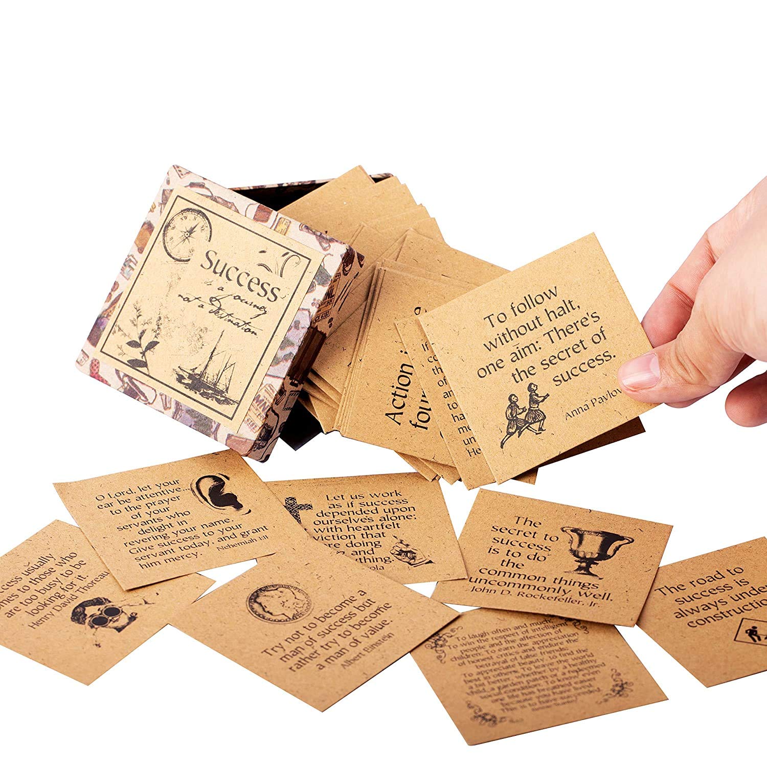 Navy Peony Success Inspirational Cards Deck - 47 Quote Cards, Eco-Friendly, Lovely Gift Box | Advice and Affirmation Cards for Daily Encouragements