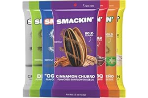 SMACKIN' Sunflower Seeds | Roasted Jumbo Sunflower Seeds | 7 Flavor Sampler Pack | 1.5 Ounce Flavored Sunflower Seeds | Small