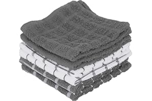 Ritz Terry Check Dish Cloth Set: Highly Absorbent & Super Soft - 100% Cotton, Durable Kitchen Cleaning Cloths for Wiping Tabl
