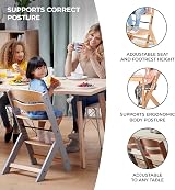 Kinderkraft ENOCK 3 in 1 Wooden Highchair White Beech 6m-10y Adjustable view 4