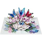 TaNoTool Butterflies with Flowers 3D Pop-Up Greeting Card Handmade Paper Floral Notecard, Pop Up Cards for Birthday, Thank You, Get Well, Anniversary, Valentine, Christmas, Gifts for Women, Mom, Wife