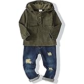Renotemy Toddler Infant Baby Boy Clothes Winter Fall Outfits Hoodie Sweatsuit Ripped Jeans Denim Toddler Clothes for Boys