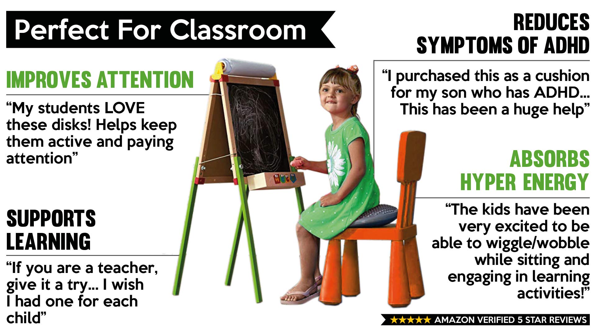 Stability Balance Disk :: Best Bumpy Chair Cushion Seating Disc :: Wobble / Wiggle Air Seat Disks for Kids in Classroom :: Top Adults Core Strength Training and Exercise