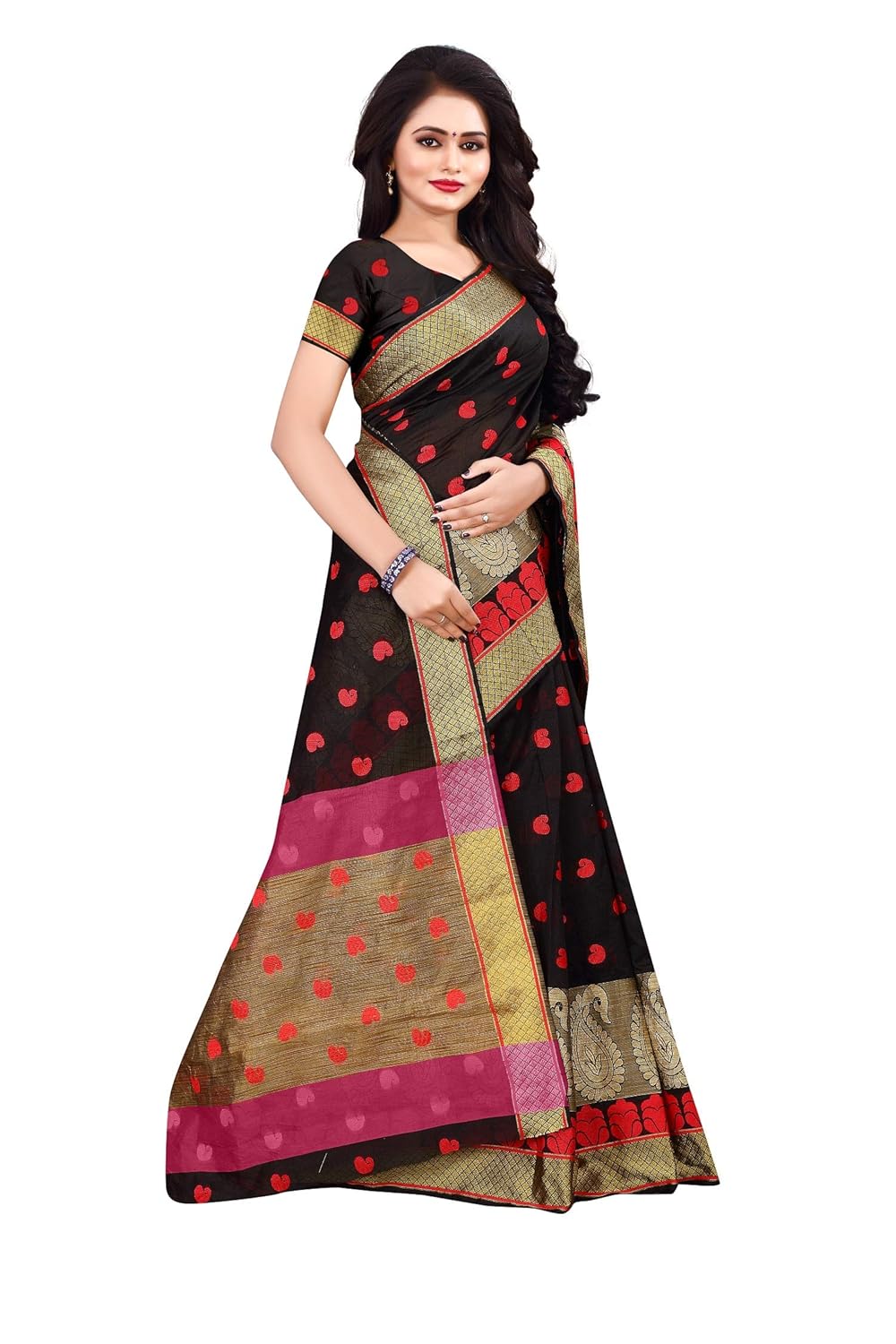 om sai latest creation cotton saree with blouse piece