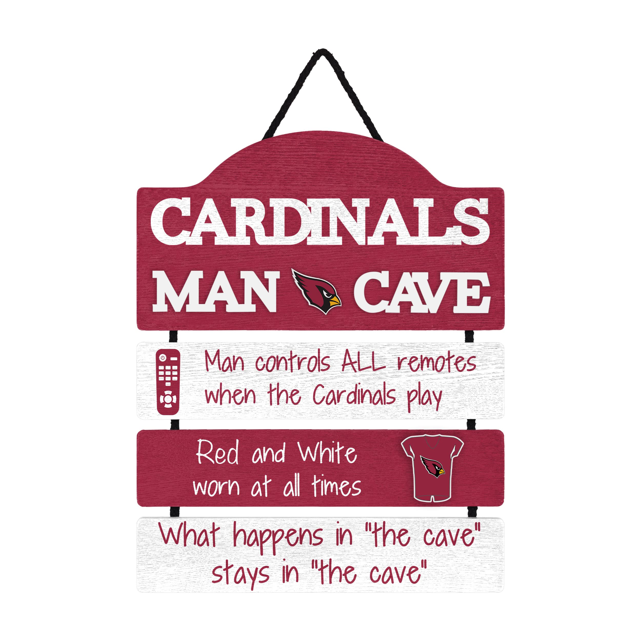 FOCO NFL Arizona Cardinals Wood SignWood Man Cave Sign, Team Colors, One Size Image