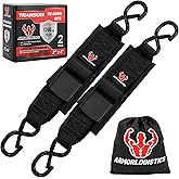 ARMORLOGISTICS Boat Tie Down Straps to Trailer 2-Pack, 2" x 48" Adjustable Boat Transom Straps, Boat Trailer Strap Transom for Boat, Jet Ski, 1200 Lbs Break Strength, Black