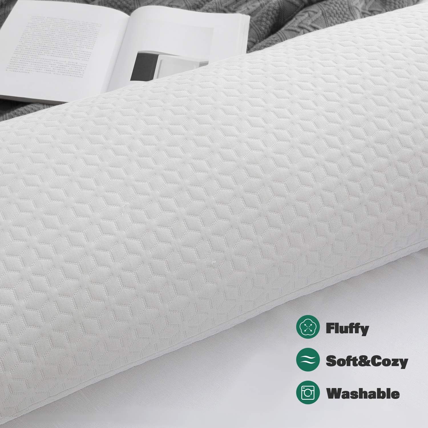 Yalamila Full Body Pillow Set for Adults, Soft Long Bed Pillow, Body Piilows Set with Pillowcase, Removable Zippered Bamboo Cover Cooling Breathable, 20x54 inch, Body Pillow Insert with Cover: Home & Kitchen