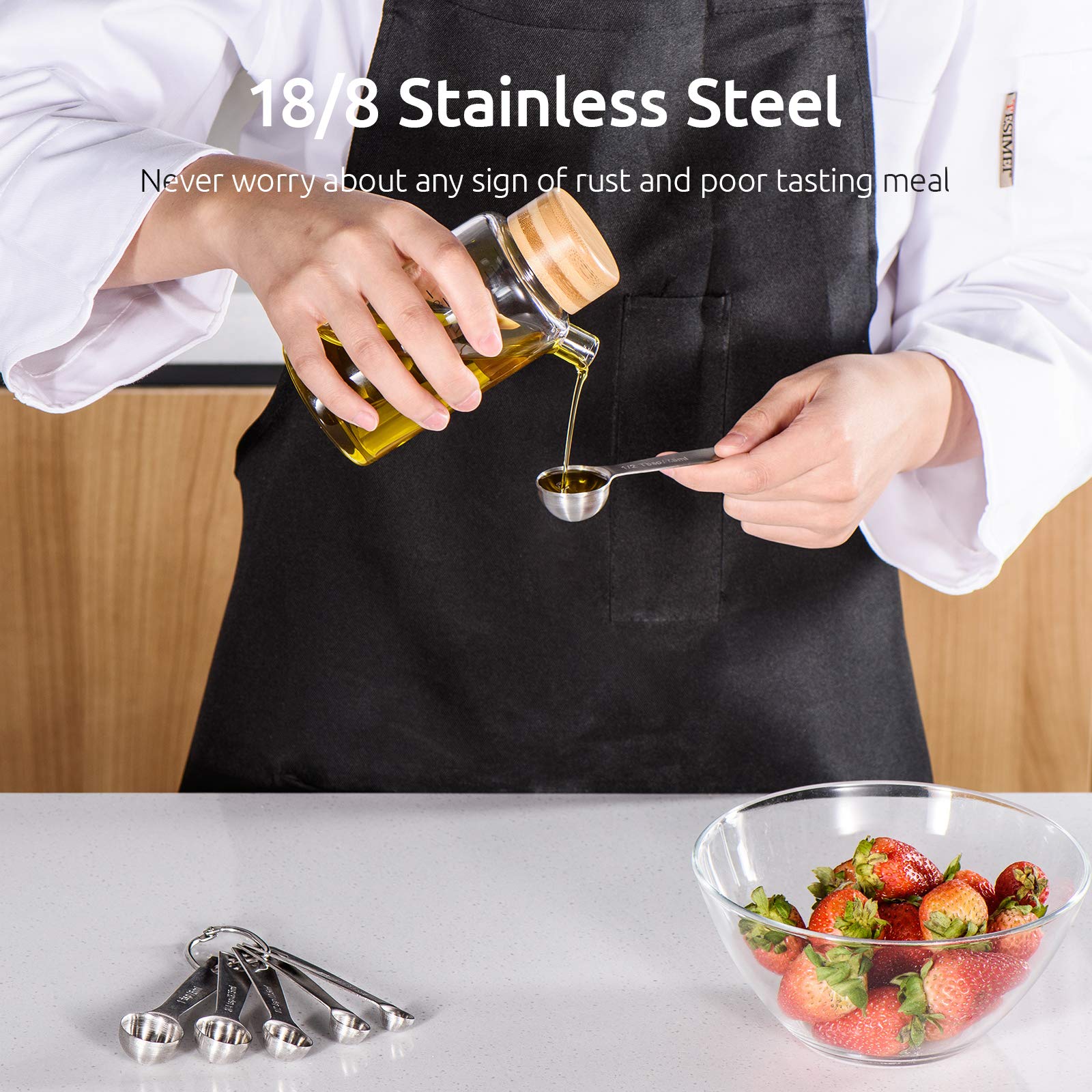 U-Taste Measuring Spoon: Set 18/8 Stainless Steel Measuring Spoons (4) 9 Different Sizes Silver