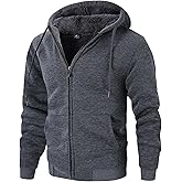 ZITY Men's Zip Up Hoodie Heavyweight Winter Sweatshirt Fleece Sherpa Lined Warm Jacket