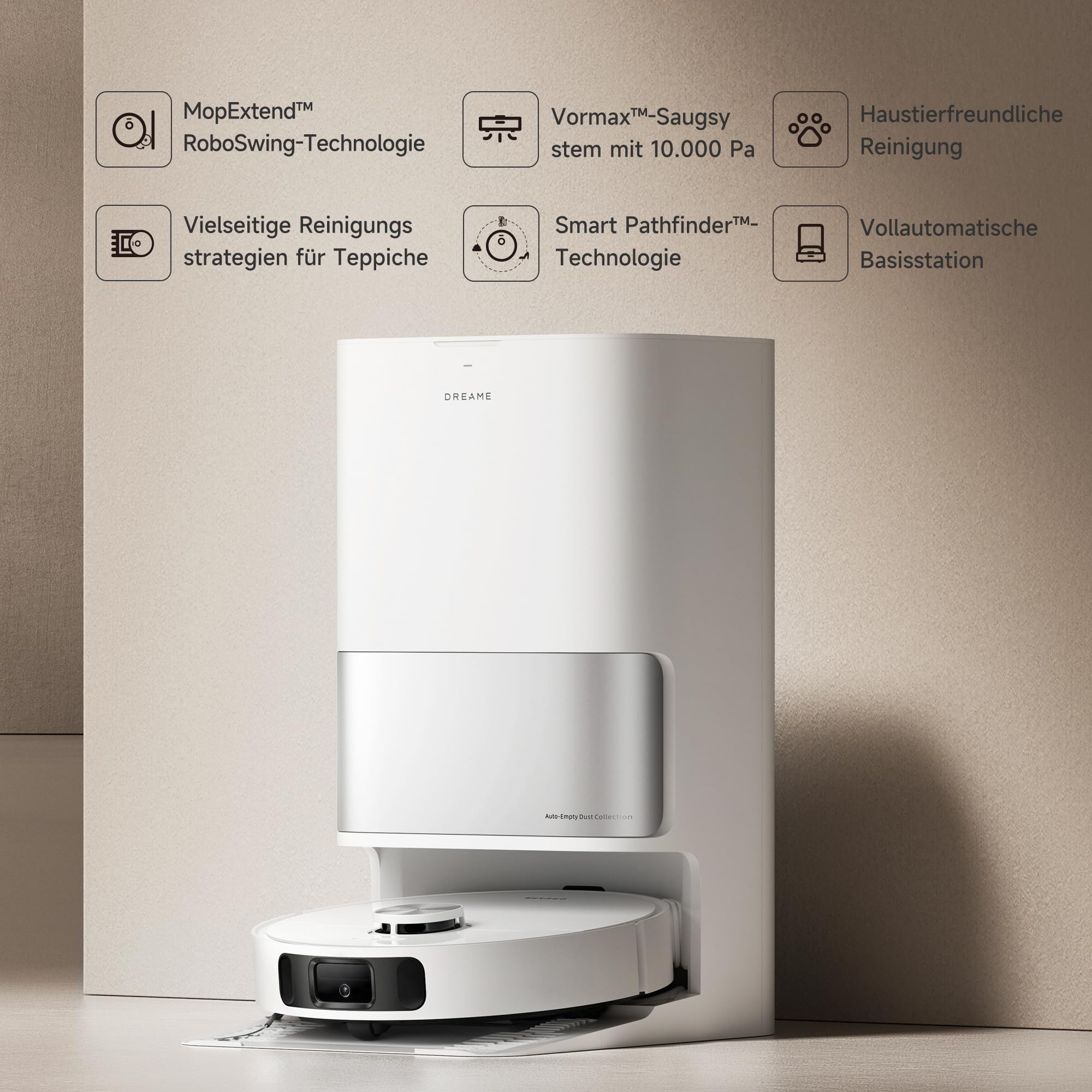 dreame L10s Ultra Gen 2 Saugroboter mit Wischfunktion,MopExtend? RoboSwing-Technologie, 10.000 Pa Vormax?-Saugkraft, Haustiermodus, vollautomatischer Basisstation,vielseitiger Teppichreinigung