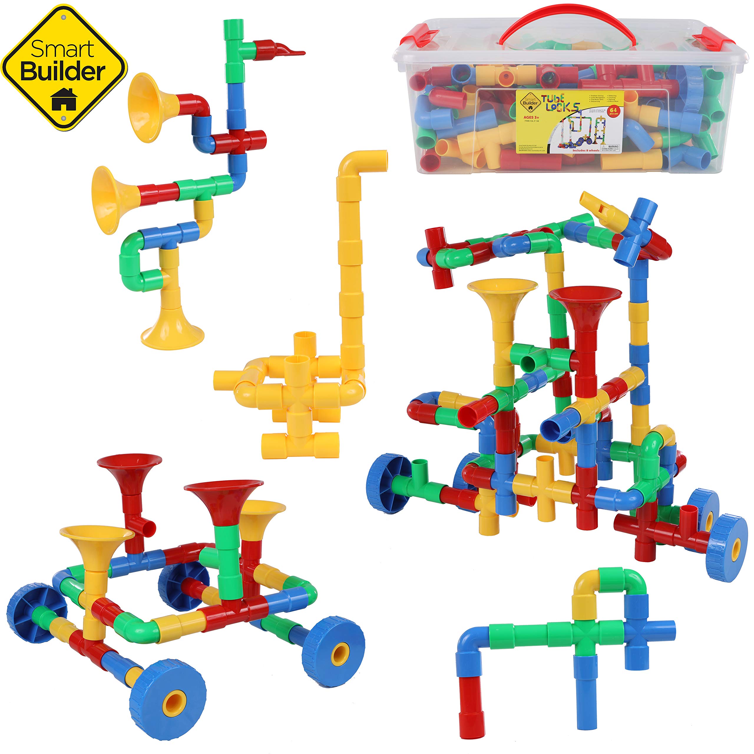 Smart Builder STEM Toys Tube Locks Building Blocks Construction Set 64
