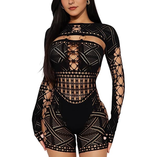 下着・アンダーウェア JUEMI Scale Tulle Body Suits Amazon.com: KIZOIEJE Women's Sexy Long Sleeve See Through