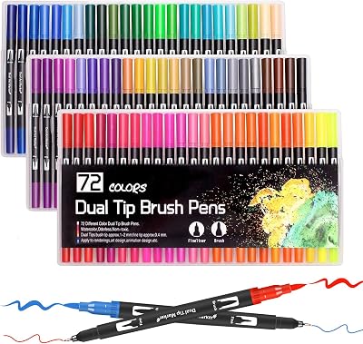 Laconile 72 Colours Dual Tip Brush Pens Brush Markers
