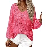 Zenlonr Womens Fall Tops Dressy Casual 2026 V Neck Satin Silk Printed Shirts Boho Long Sleeve Work Blouses
