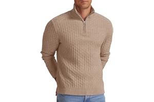 Askdeer Men's Quarter-Zip Sweater Waffle Mock Turtleneck Pullover Sweater Casual Soft Knit Polo Sweater
