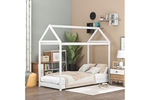Harper & Bright Designs House Bed Twin , Solid Wood House Bed for Kids, Toddler House Bed Frame,Children's Bed, No Box Spring Needed (New) (White)