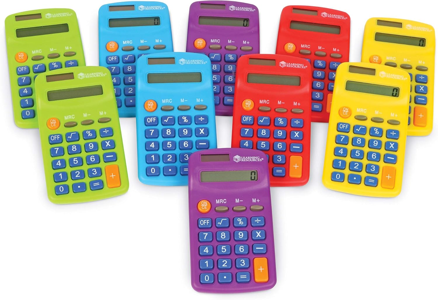 Learning Resources Rainbow Calculators, Orange,Blue,Green,Red,Purple, Small - Image 4