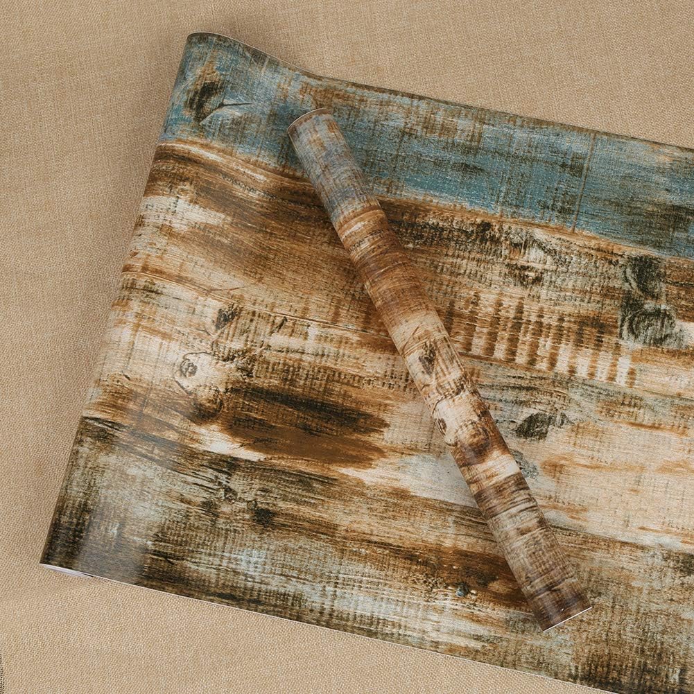 Wood Wallpaper Brown Self-Adhesive Stripe Streak Peel and Stick Grain Contact Paper Rustic Removable Roll for Kitchen Door Cabinet Bar Counter Bedroom 45x500 cm - Image 5