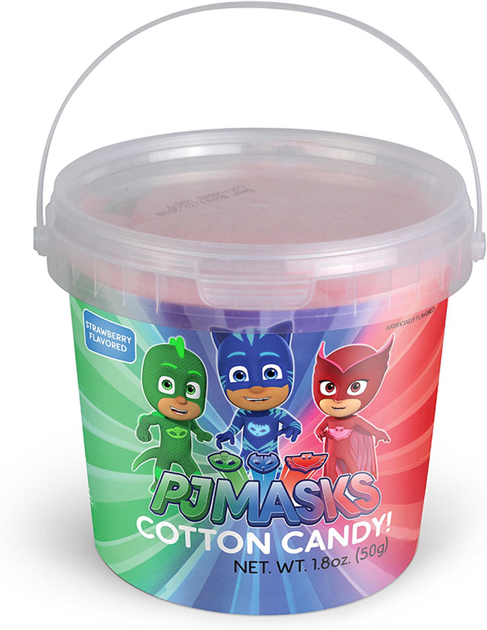 Primary Colors Candy PJ Masks Birthday Party Supplies, Strawberry Flavored Cotton Candy 1.7 Ounce Tub Pack of 12