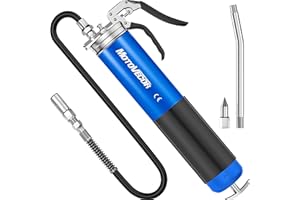 STEINBRÜCKE Heavy Duty Pistol Grip Grease Gun, 6000 PSI High Pressure with Extra-Long 27'' Reinforced Flex Hose, Professional Greasing Tool for Automotive, Farm, Industrial & Marine Equipment
