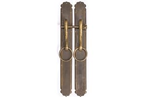 Hardware Philosophy Double Stitch Brass Cabinet Strip Hardware Backplate Pulls Set 16"