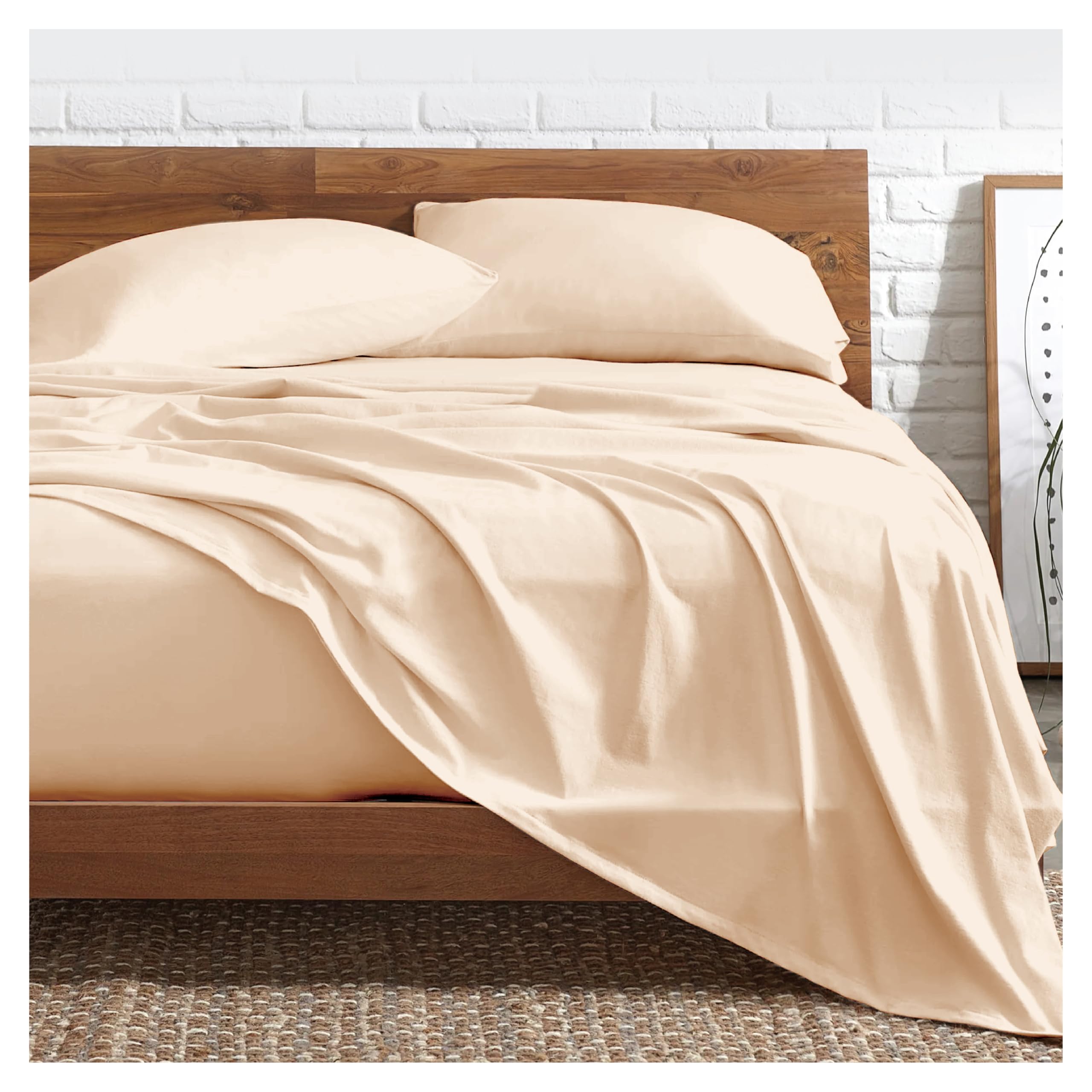 Funky Gadgets King Size Flat Sheet 100% Egyptian Cotton Bed Sheet 300 Thread Count Luxury Hotel Quality Flat Sheets Plain Dyed Breathable Beige Bed Sheets (230 X 255cm).