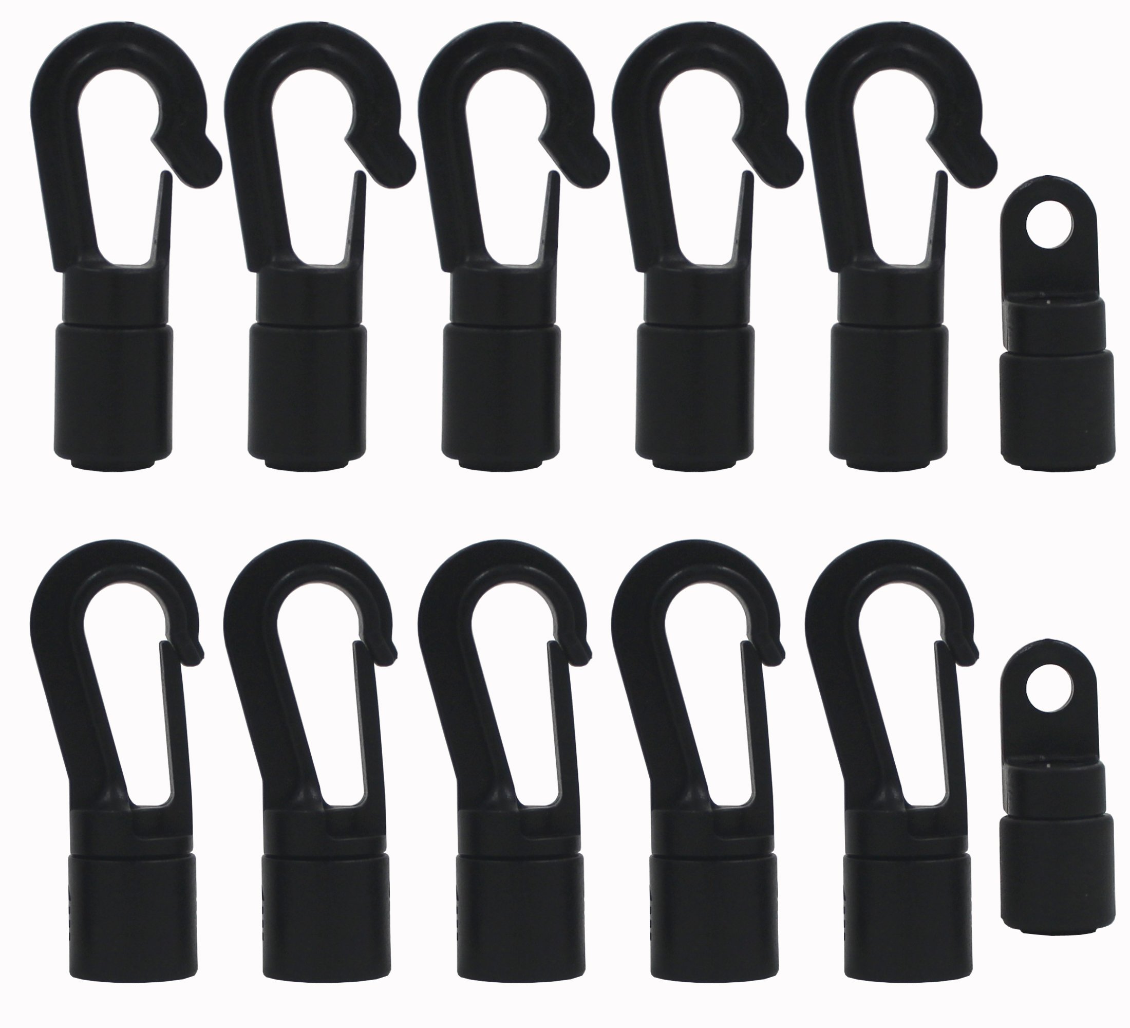 10 Pcs Bungee/ Shock Cord Hook Fixed End Tabbed S Hooks for 1/4" Bungee