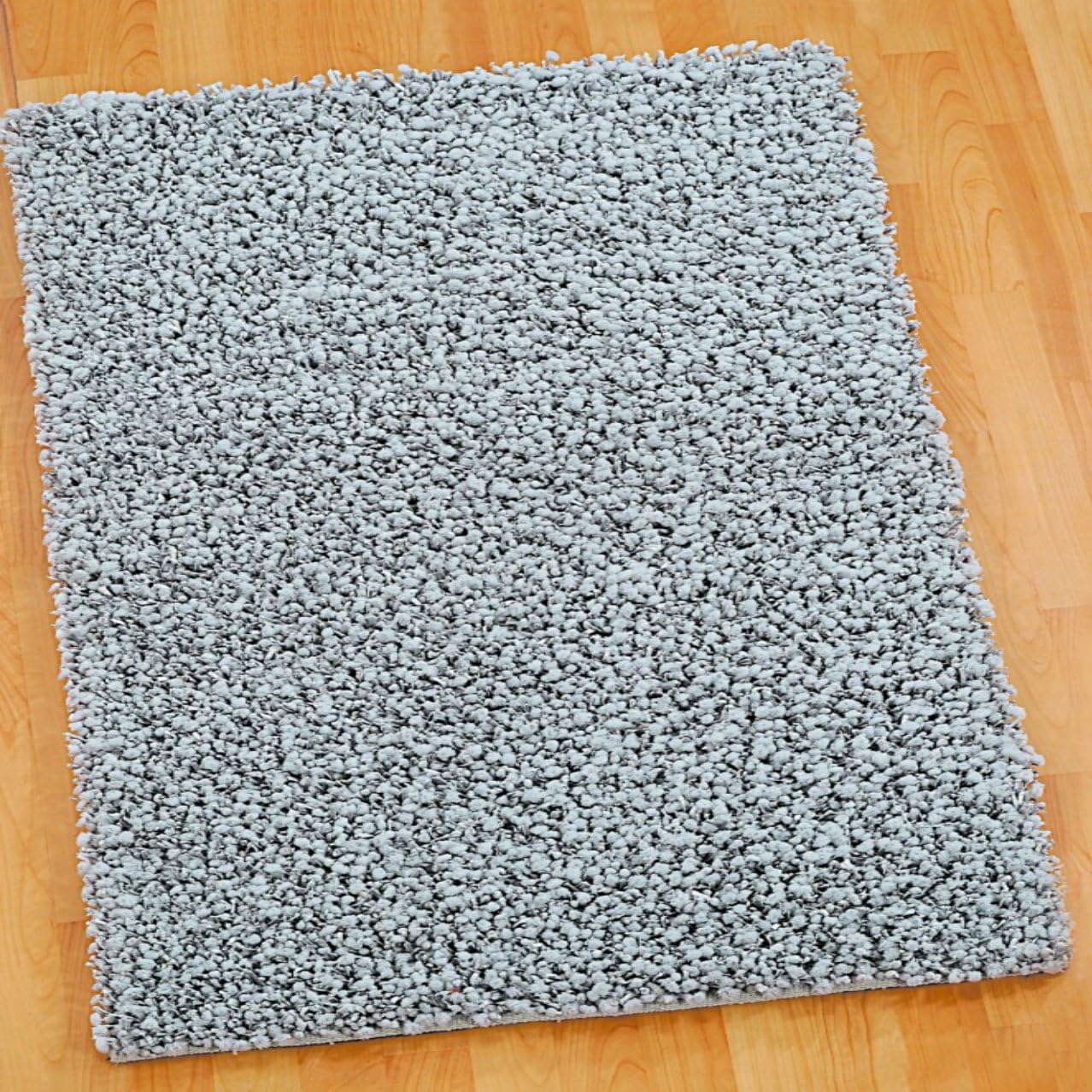 Silver Grey Sparkle Shaggy Rug Medium Size Thick Carpet 80 X 150