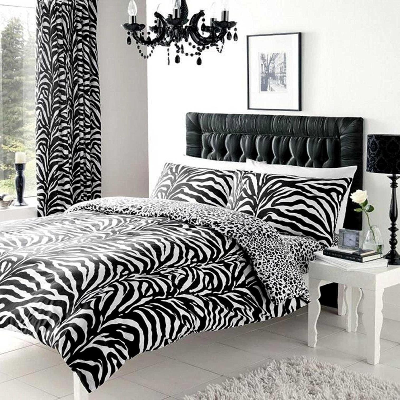 Gaveno Cavailia Luxury ZEBRA SKIN Bed Set With Duvet Cover and Pillow Case White/Black Super-King