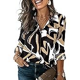 HOTOUCH Button Down Shirts for Women Long Sleeve Blouse Dressy Casual Business Work Tops with Pocket
