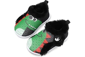 JIASUQI Kids Girls Boys Winter Warm Cozy Plush House Slippers Shoes Toddlers Fur Walking Shoes